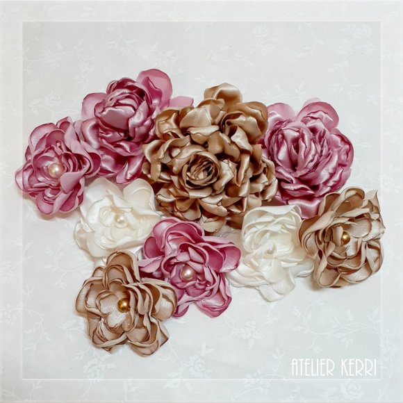 Atelier Kerri Other - 9pc Meadow Princess Satin Flower Set, 3 Colors